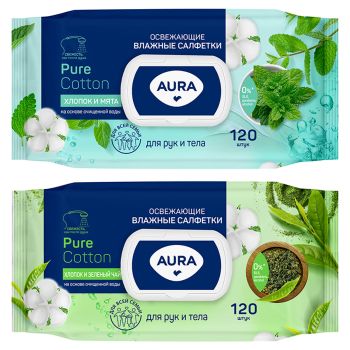 Салфетки влажные Aura 